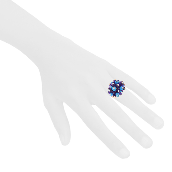 Cartier Délice de Goa ring in pink gold, turquoises and amethysts - Detail D2