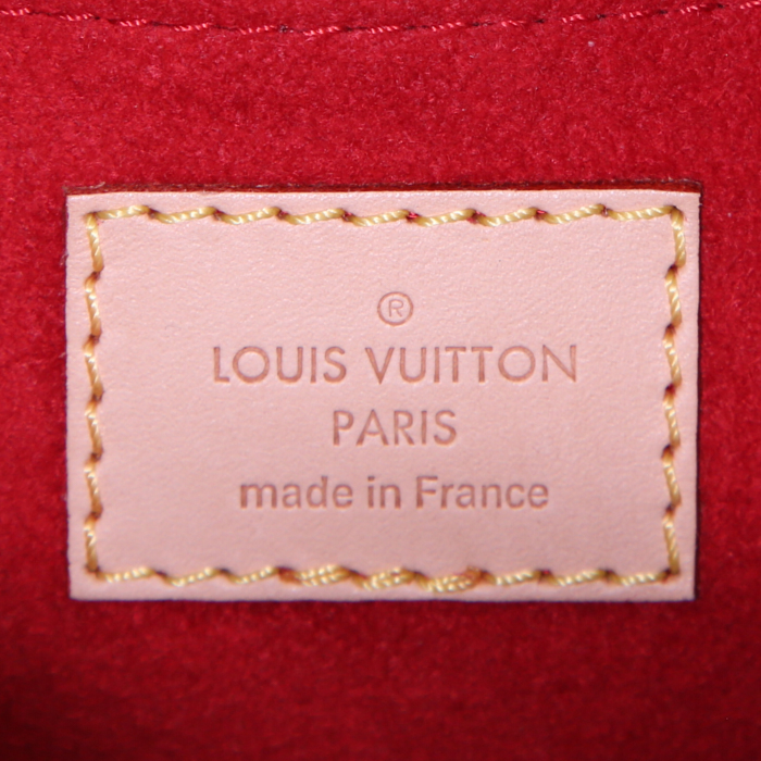 Borsa Louis Vuitton Pallas BB in tela monogram marrone e pelle rossa - Detail D4