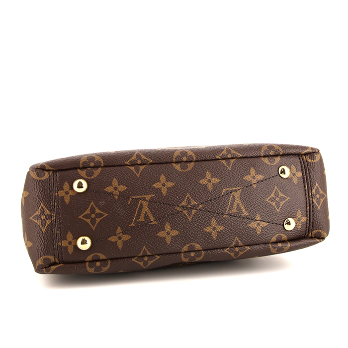 Bolso de mano Louis Vuitton Pallas BB en lona Monogram marrón y cuero rojo - Detail D5