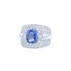 Vintage sleeve ring in white gold,  Ceylan sapphire and diamonds - 00pp thumbnail
