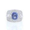 Vintage sleeve ring in white gold,  Ceylan sapphire and diamonds - 360 thumbnail