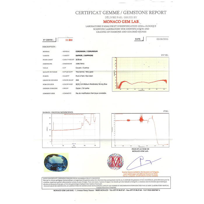 Vintage sleeve ring in white gold,  Ceylan sapphire and diamonds - Detail D3