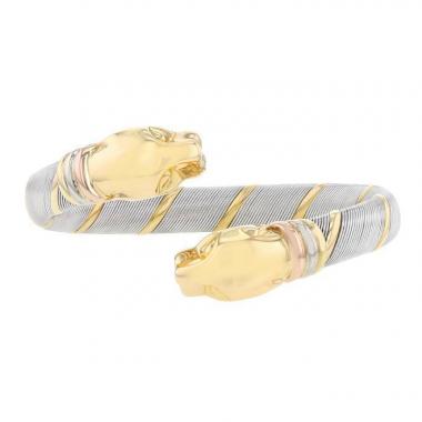Bracelet ouvert Cartier Panthère en or jaune, or blanc, or rose et acier