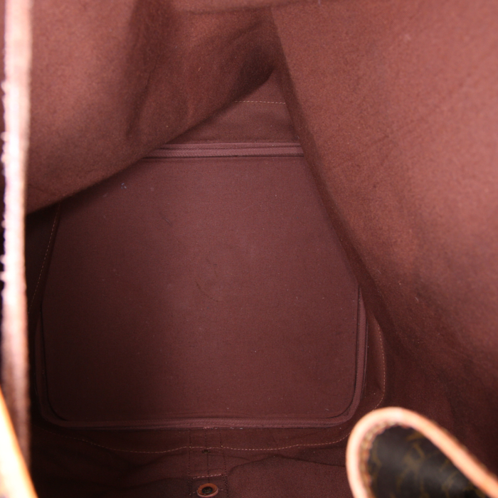 Sac de voyage Louis Vuitton Marin - Travel Bag en toile monogram marron et cuir naturel - Detail D2