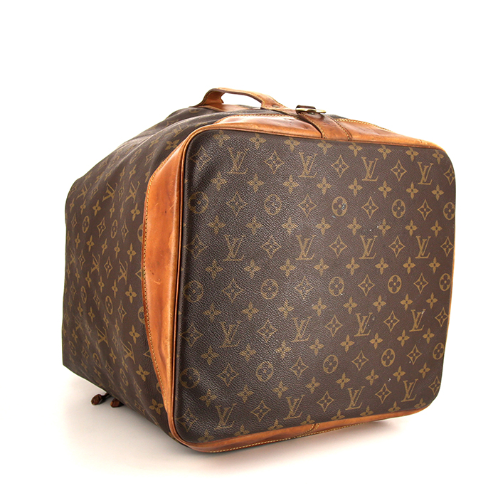 Sac de voyage Louis Vuitton Marin - Travel Bag en toile monogram marron et cuir naturel - Detail D4