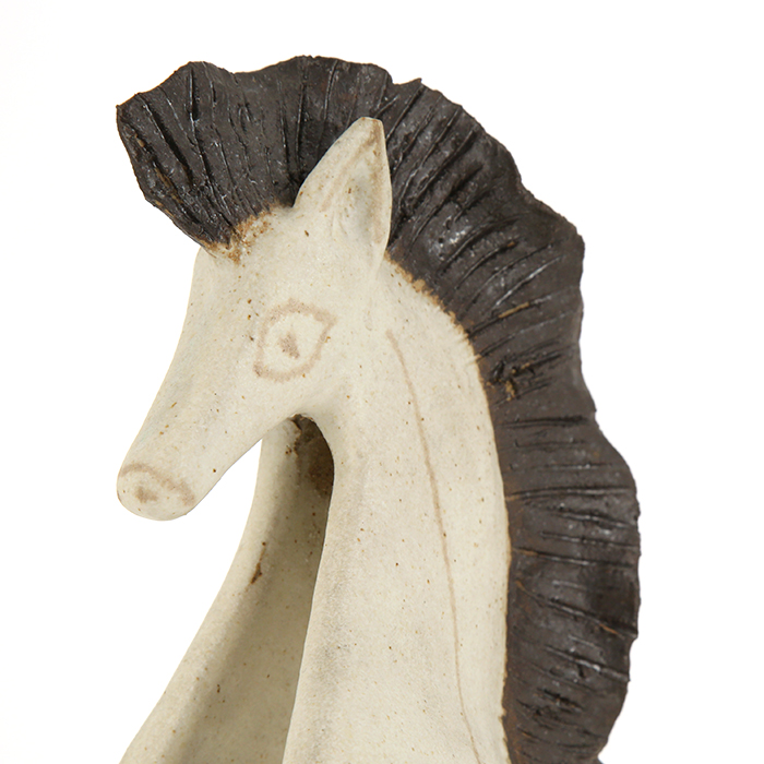 Bruno Gambone, "Horse", sculpture in enamelled stoneware from the 1970's, signed