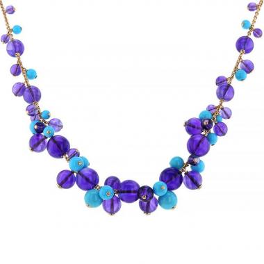 Cartier Délice de Goa necklace in pink gold,  turquoises and amethysts