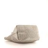 Shopping bag Hermès in pelle intrecciata argentata e tela beige - Detail D4 thumbnail