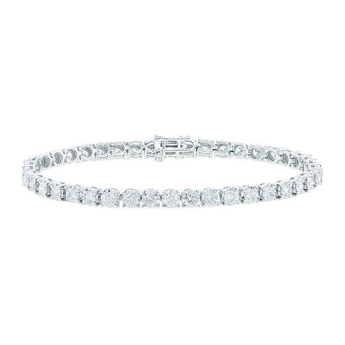 Flexible tennis bracelet in 14k white gold and diamonds (4.50 carats) - 00pp