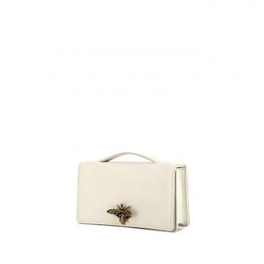 Pochette Dior Abeille in pelle color crema