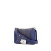 Chanel Boy small model shoulder bag in blue python and blue leather - 00pp thumbnail