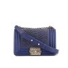 Chanel Boy small model shoulder bag in blue python and blue leather - 360 thumbnail