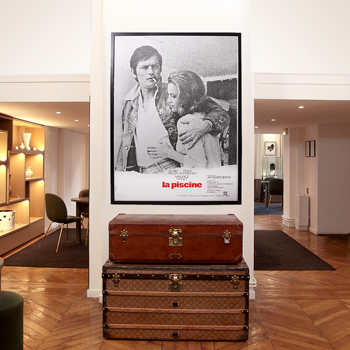 "La Piscine", vintage poster from the movie starring Alain Delon and Romy Schneider, mounted on linen and framed, of 1969 - Detail D3