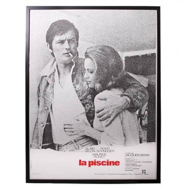 "La Piscine", affiche originale du film avec Alain Delon et Romy Schneider, entoilée sur lin et encadrée, de 1969