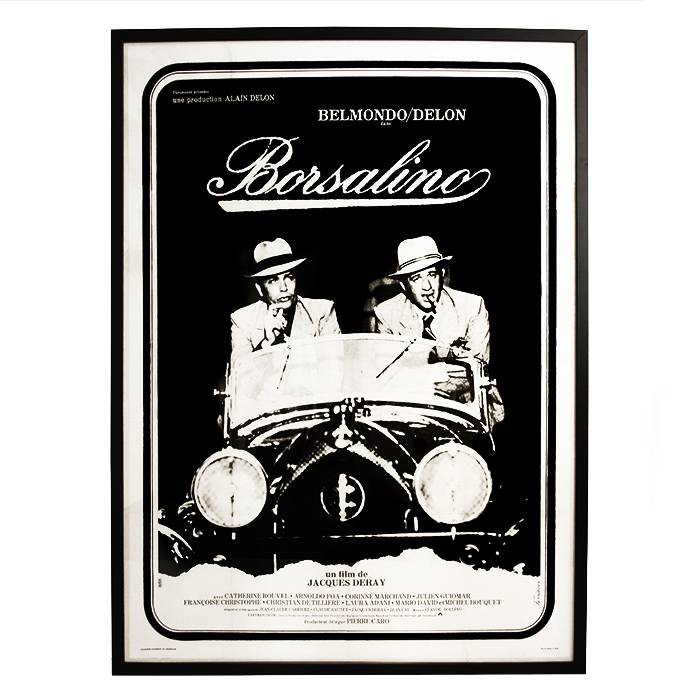 Vintage poster by René Ferracci from the movie "Borsalino" directed by Jacques Deray starring Jean-Paul Belmondo and Alain Delon, mounted on linen and framed, of 1970 - 00pp