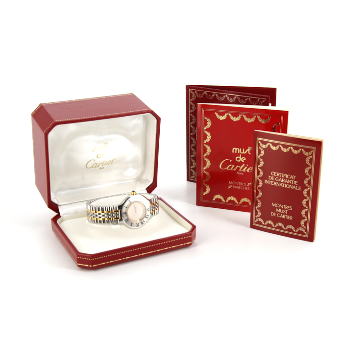 Montre Cartier Must 21 en acier et vermeil Ref :  1340 Vers  1990 - Detail D2