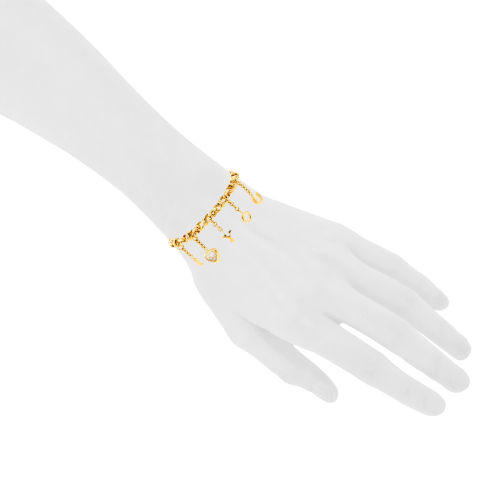 Brazalete flexible Chopard Happy Diamonds en oro amarillo y diamantes - Detail D1