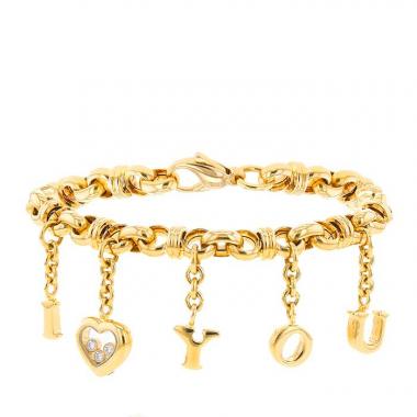 Bracelet souple Chopard Happy Diamonds en or jaune et diamants