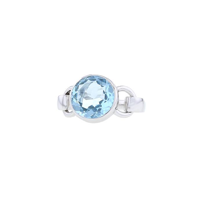 Half-articulated Poiray Indrani small model ring in white gold and topaz - 00pp