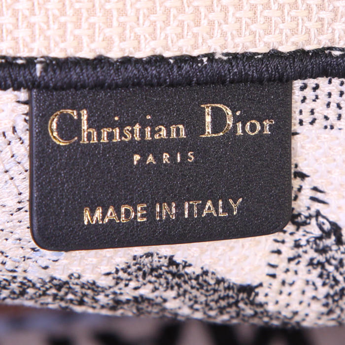 Shopping bag Dior Book Tote in tela beige blu e arancione con decoro floreale - Detail D3