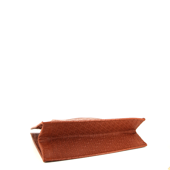 Sac cabas Dior Book Tote en cuir monogram marron - Detail D4