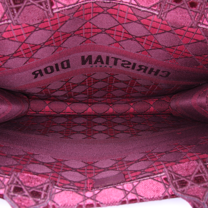 Shopping bag Dior Book Tote in velluto bordeaux e blu marino - Detail D2