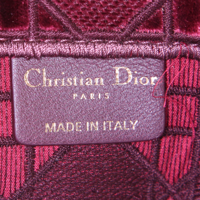 Dior Book Tote shopping bag in burgundy and navy blue velvet - Detail D3