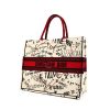 Dior Book Tote Dioramour Graffiti shopping bag in ecru, red and black canvas - 00pp thumbnail
