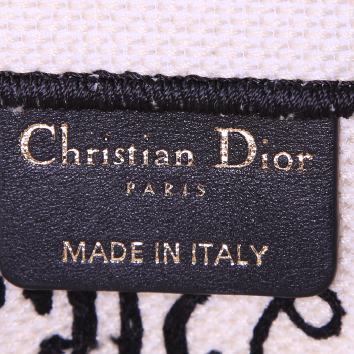 Sac cabas Dior Book Tote Dioramour Graffiti en toile écrue rouge et noire - Detail D3