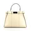 Fendi Peekaboo handbag in beige patent leather - 360 thumbnail