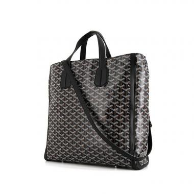 Shopping bag Goyard Voltaire in tela Goyardine nera e pelle nera