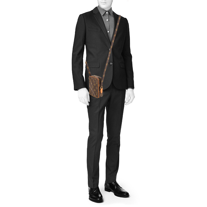 Borsa bisaccia Louis Vuitton Cartouchiére in tela monogram e pelle naturale - Detail D1