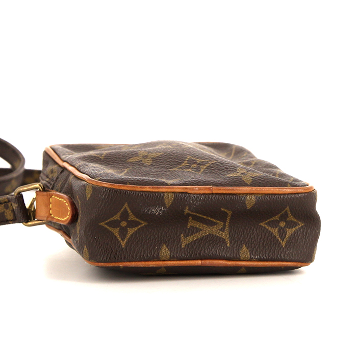 Sac besace Louis Vuitton Cartouchiére en toile monogram et cuir naturel - Detail D4