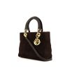 Bolso de mano Dior Lady Dior modelo mediano en ante marrón y cuero marrón - 00pp thumbnail