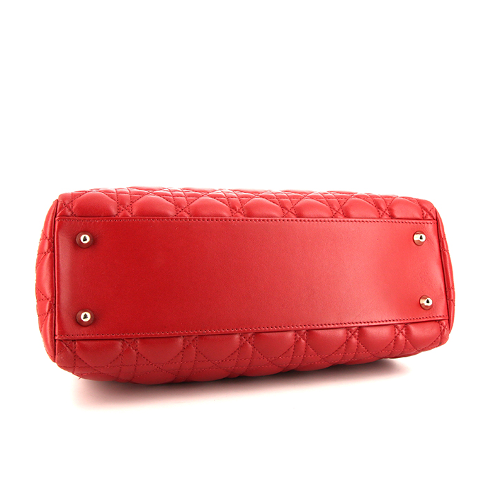 Sac à main Dior Soft en cuir cannage rouge - Detail D4
