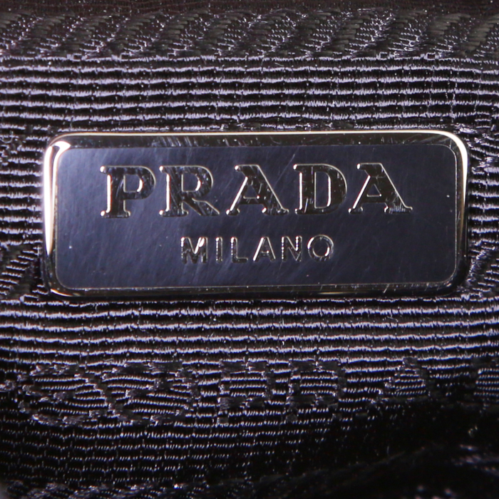 Prada mini backpack in black canvas and black leather - Detail D3