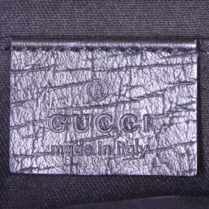 Sac à main Gucci Mors en toile monogram noire et cuir noir - Detail D3