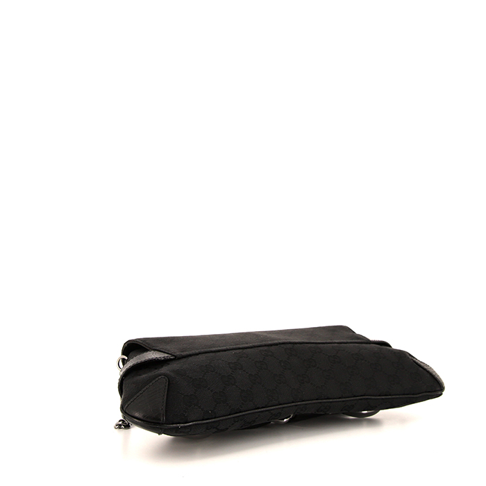Gucci Mors handbag in black monogram canvas and black leather - Detail D4