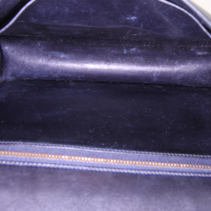 Sac à main Hermes Constance 24 cm en cuir box bleu-nuit - Detail D3