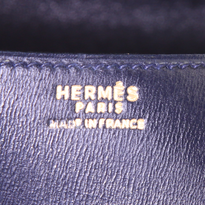 Hermes Constance handbag in dark blue box leather - Detail D4