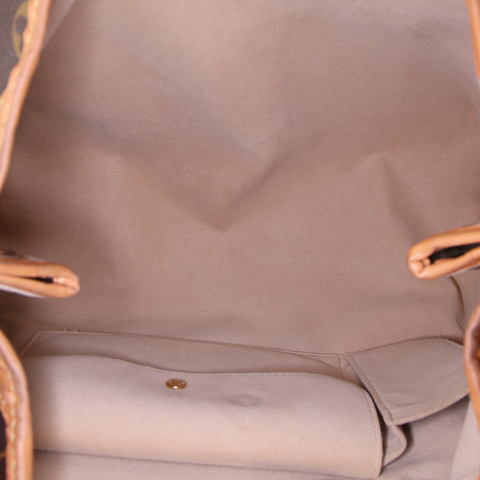 Sac à main Louis Vuitton Galliera en toile monogram marron et cuir naturel - Detail D2