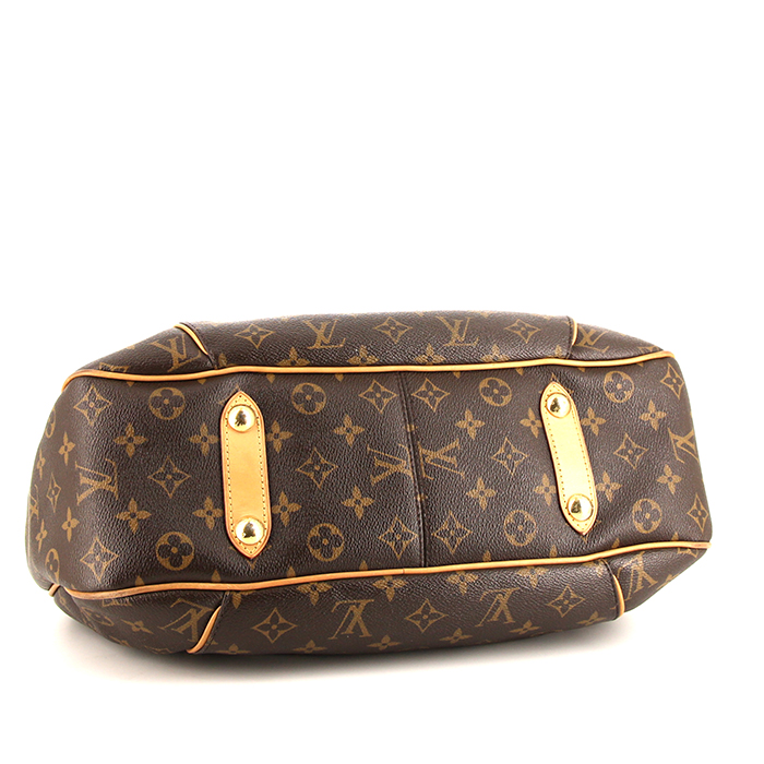 Bolso de mano Louis Vuitton Galliera en lona Monogram marrón y cuero natural - Detail D4