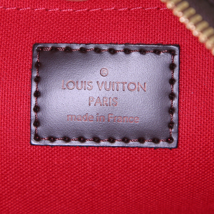 Sac porté épaule ou main Louis Vuitton Thames en toile damier enduite ébène et cuir marron - Detail D3