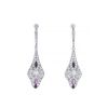Paire de pendants d'oreilles de style Art Déco en platine,  diamants, onyx et saphirs roses - 00pp thumbnail