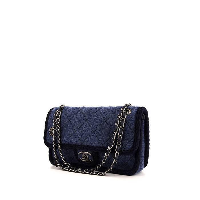 Bolso de mano Chanel Timeless en tejido de lana azul y negro - 00pp