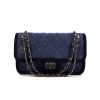 Bolso de mano Chanel Timeless en tejido de lana azul y negro - 360 thumbnail