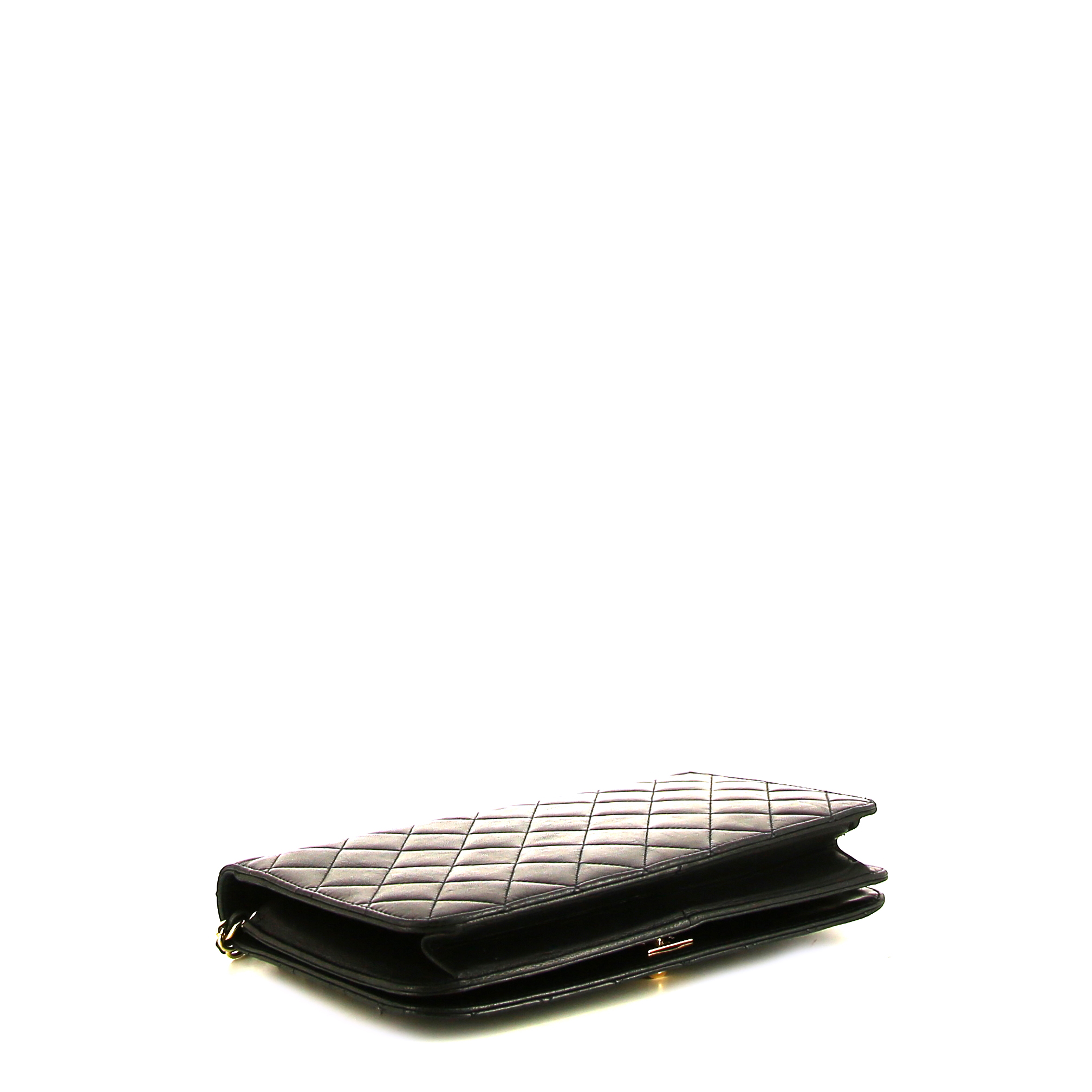 Bolso para llevar al hombro o en la mano Chanel Mademoiselle en cuero acolchado negro - Detail D4