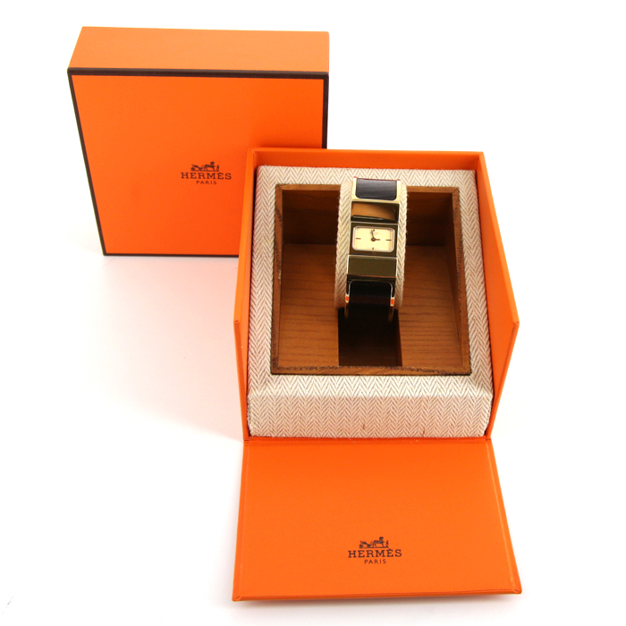 Hermes Loquet watch in gold plated Ref:  L01.201 Circa  1990 - Detail D2