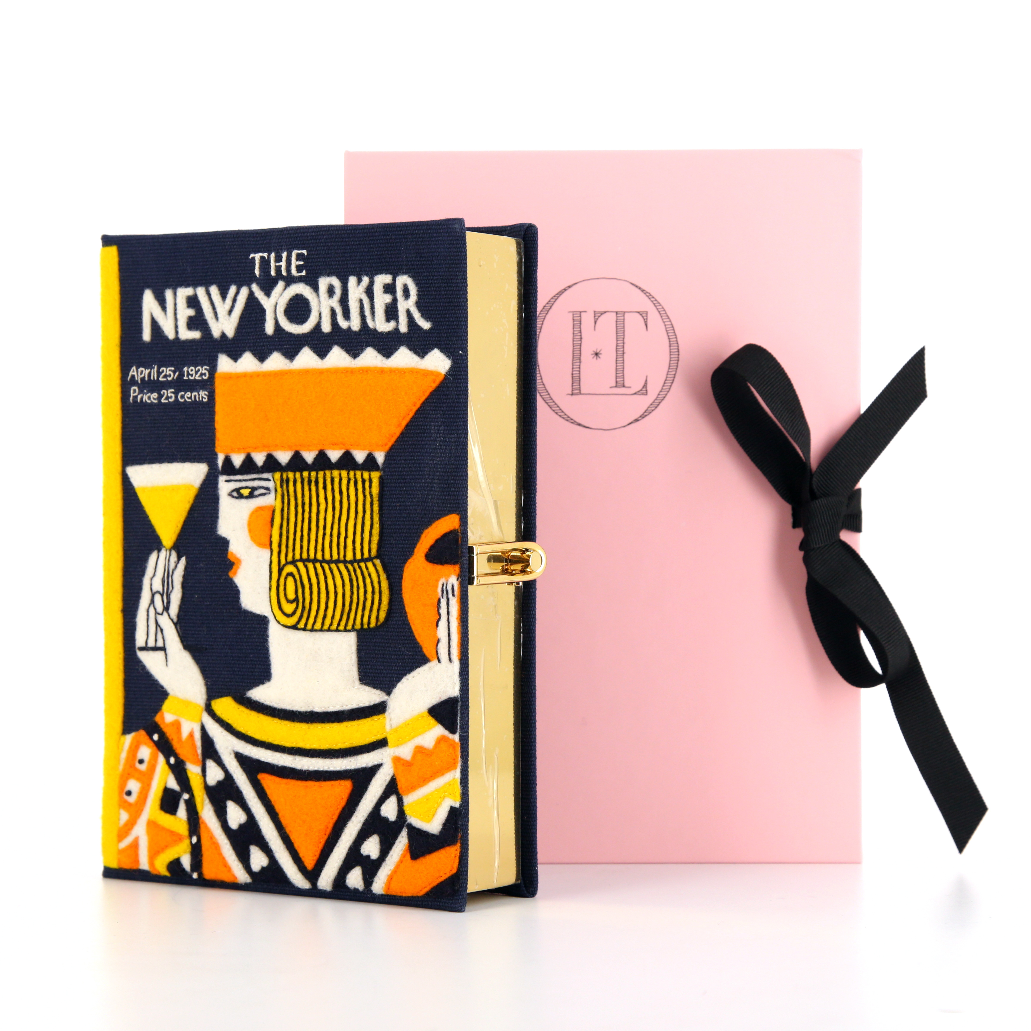 Borsettina da sera Olympia Le-Tan The New Yorker in tessuto ricamato blu scuro con motivo n°01/16 - Detail D1