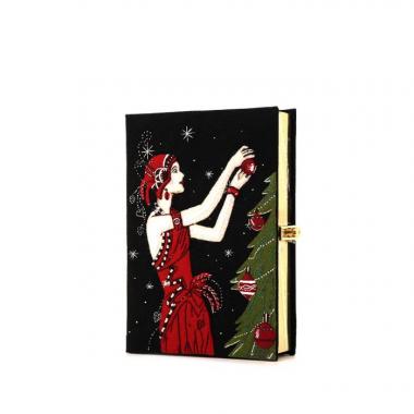 Olympia Le-Tan Christmas Tree clutch in black embroidered canvas n°11/16